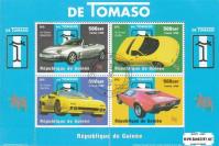 Známky Guinea 1998 Autá De Tomaso, razítkovaný hárček - Kliknutím na obrázok zatvorte -